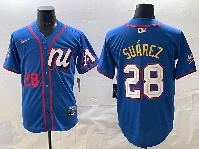 Men 2025 Arizona Diamondback #28 Suarez Blue All star Nike MLB Jersey style 03